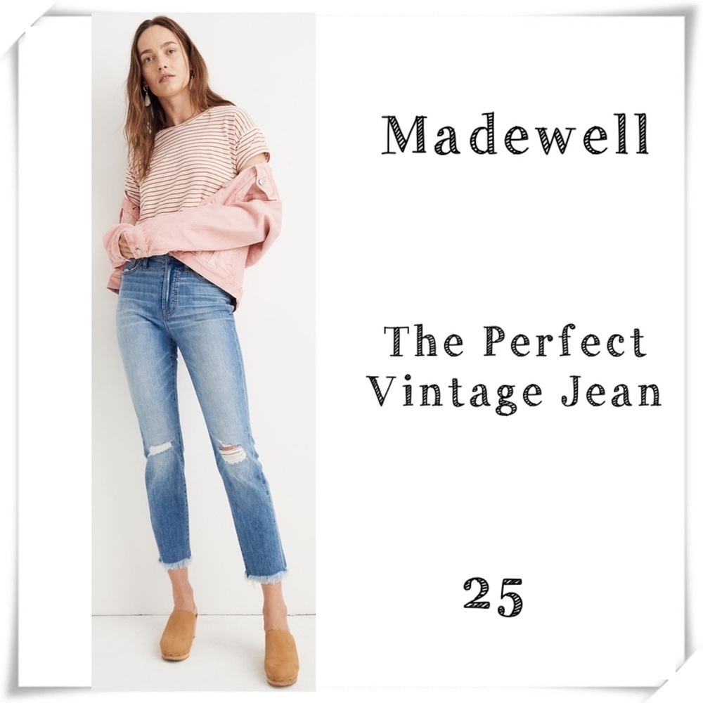 MADEWELL The Perfect Vintage Jean Parnell Wash Comfort Stretch Size 25 #K7549